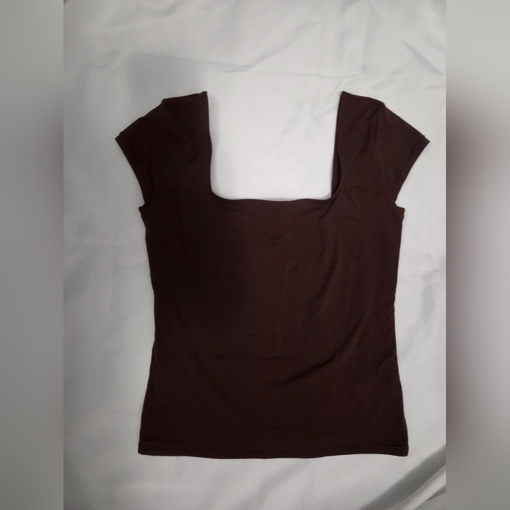 PINK Victoria's Secret Dark Brown Short Sleeve Top